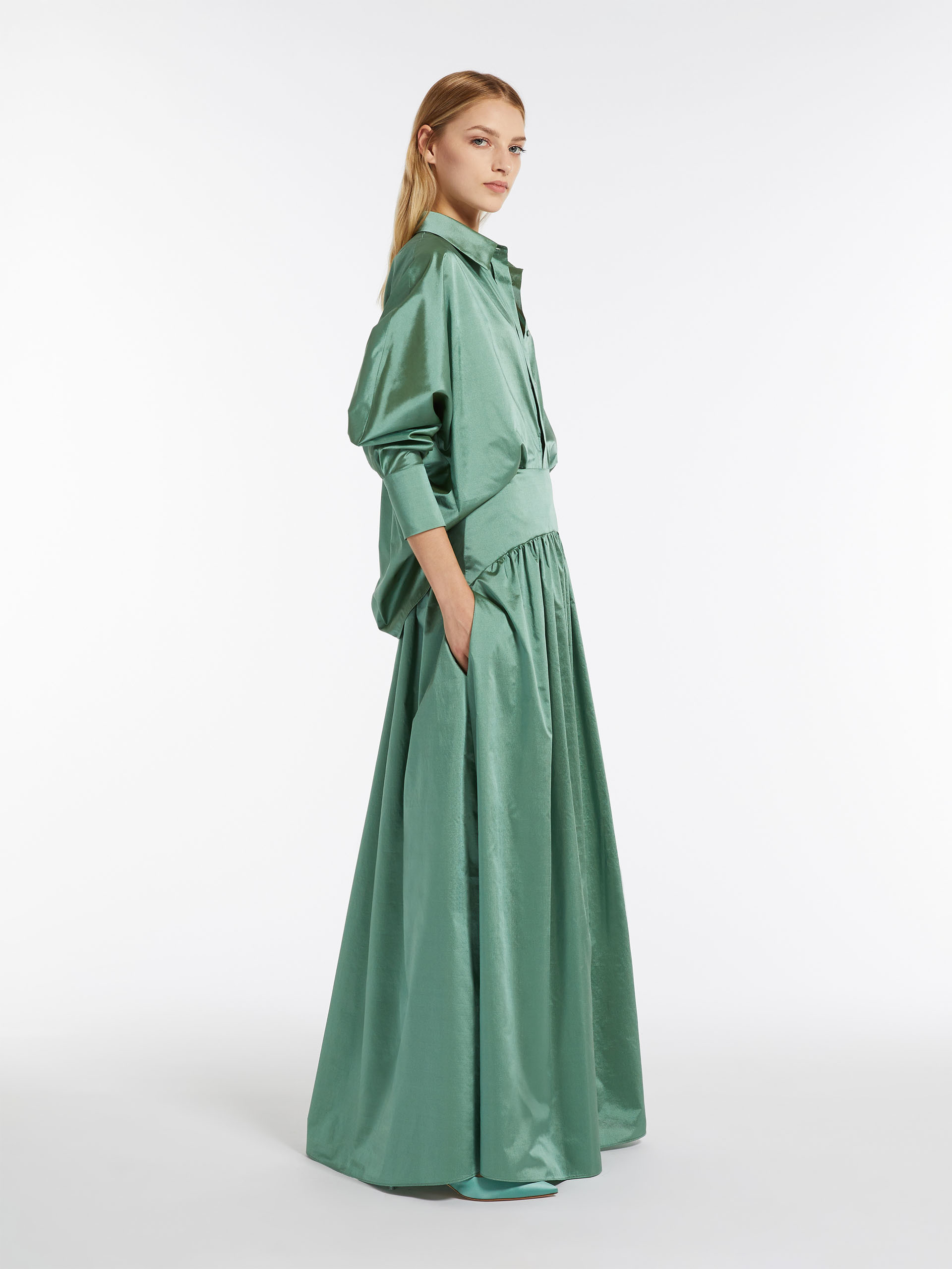 Max Mara High Waist Zipper Skirt In Green