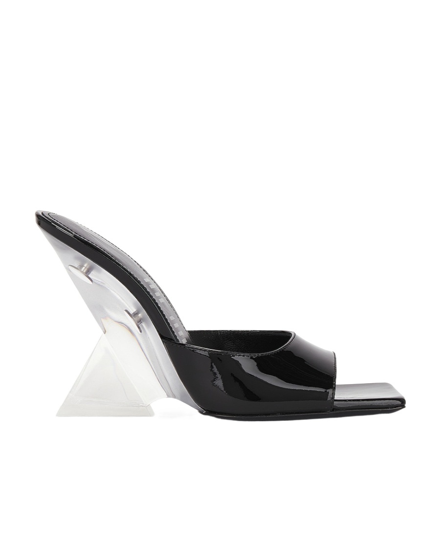 Attico Cheope Glossy Wedge Square-toe Mules In White