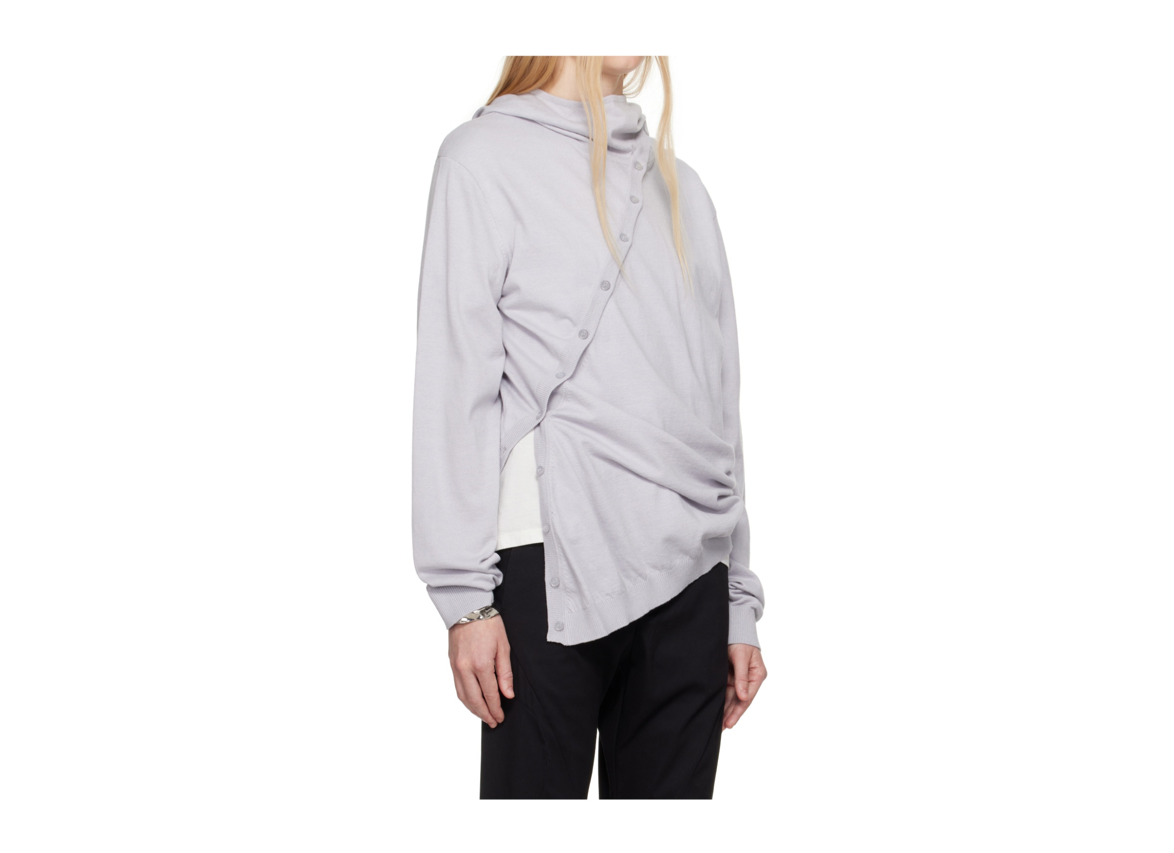 Post Archive Faction (paf) Gray 8.0 Center Knit Hoodie In Gray