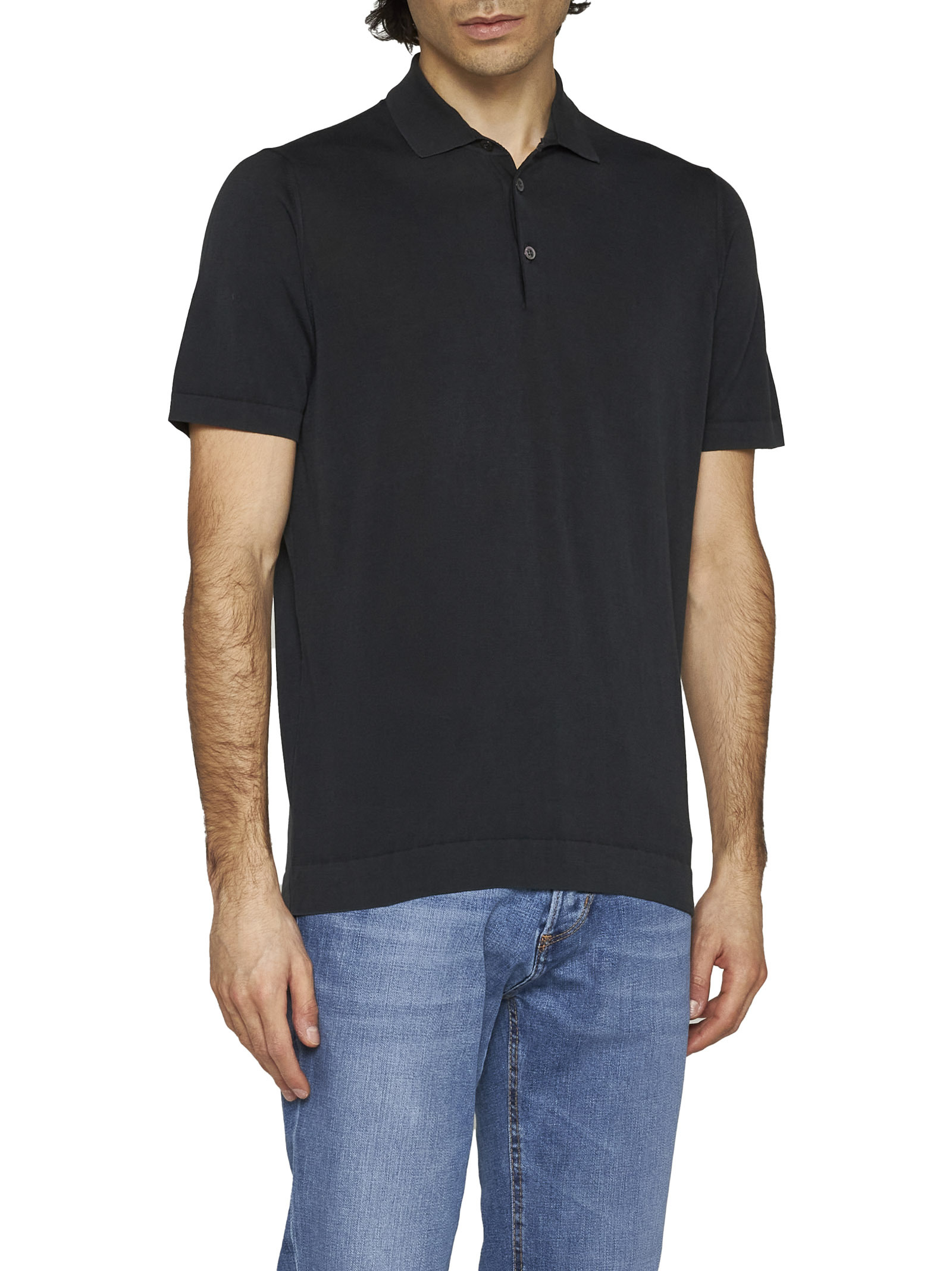 Drumohr Button-placket Polo Shirt In Black
