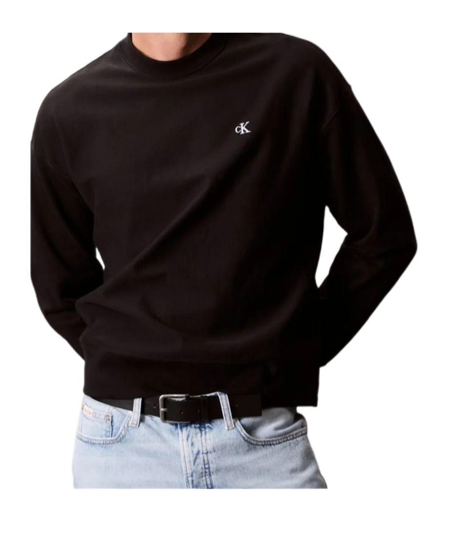 Calvin Klein Jeans Est.1978 Oversized Cotton Terry Sweatshirt In Black