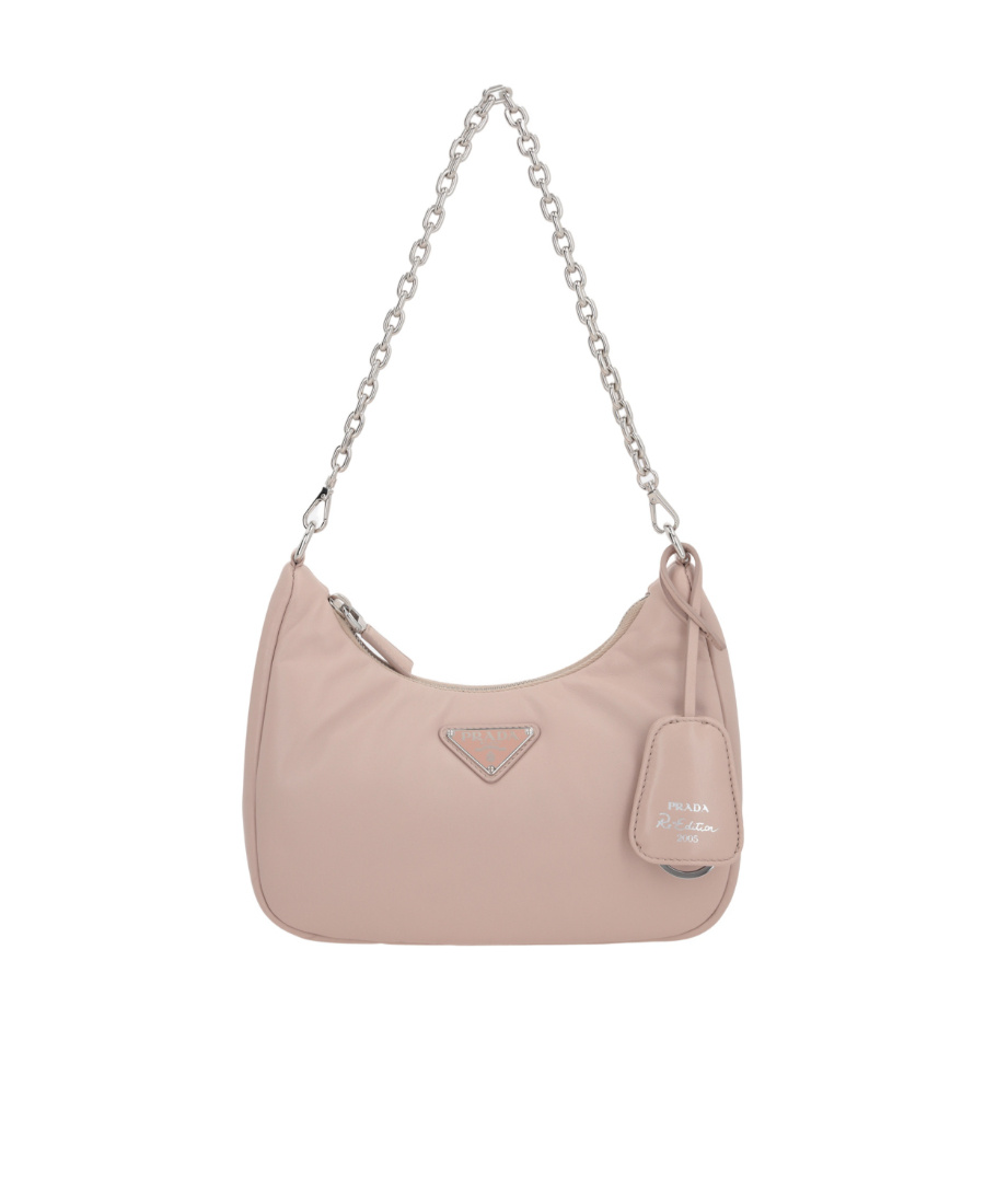Prada Logo Plaque Chain-linked Shoulder Bag In Sleeping Lotus Color