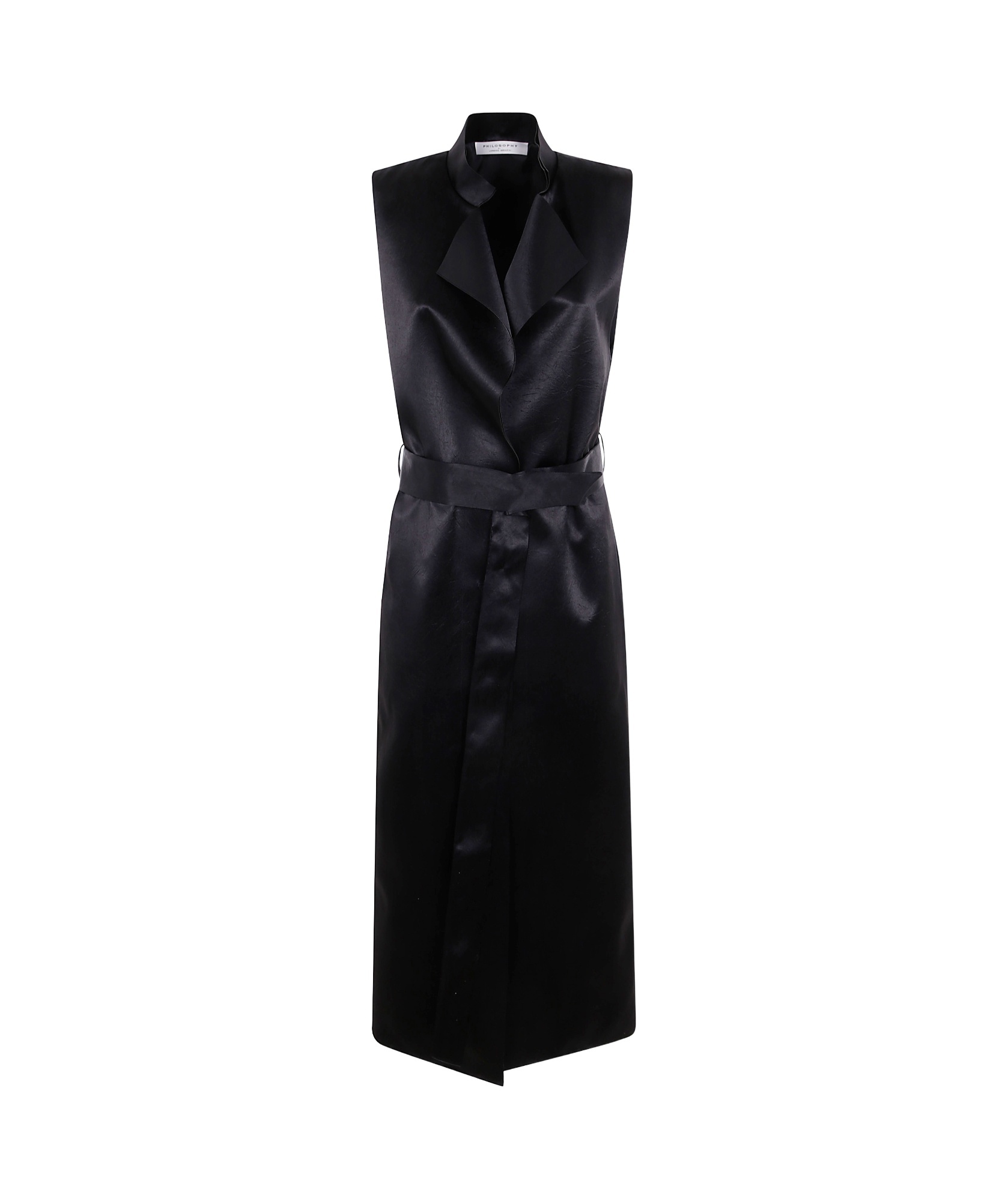 Philosophy Di Lorenzo Serafini Satin Sleeveless Dress In Black