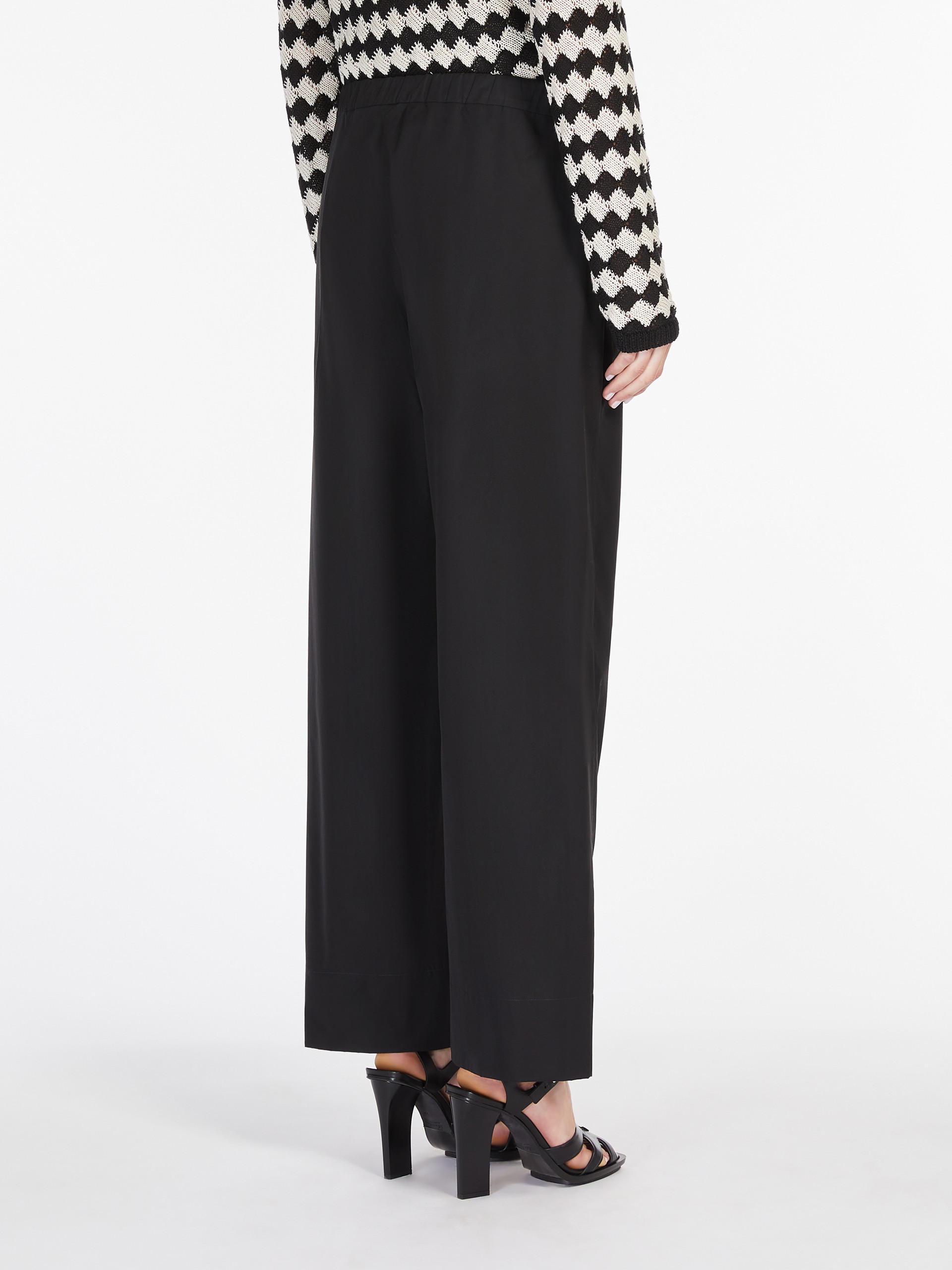 Max Mara Pantalon En Popeline Avec Cordon De Serrage In Black