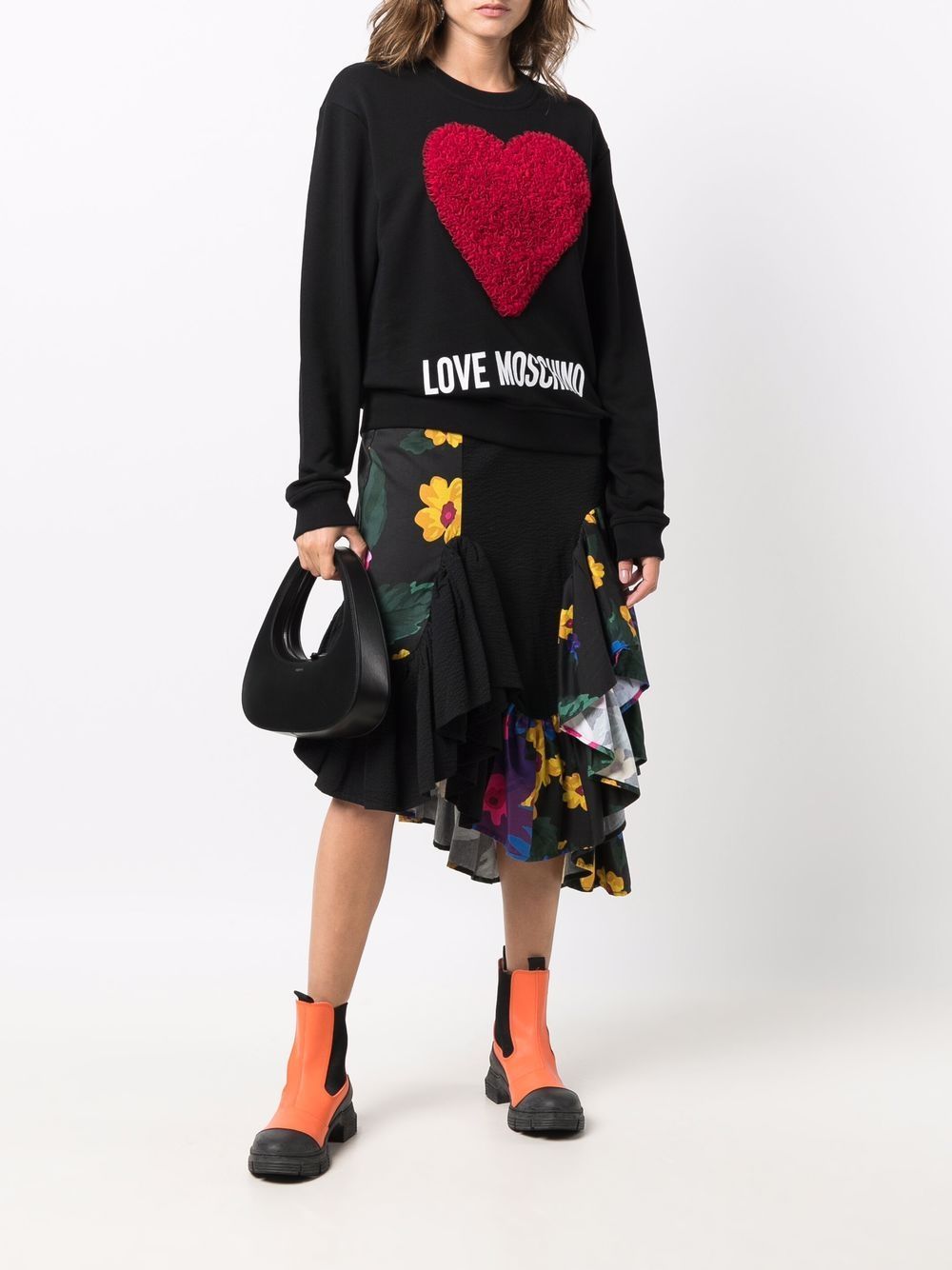 Moschino 3d Heart Sweatshirt In Black