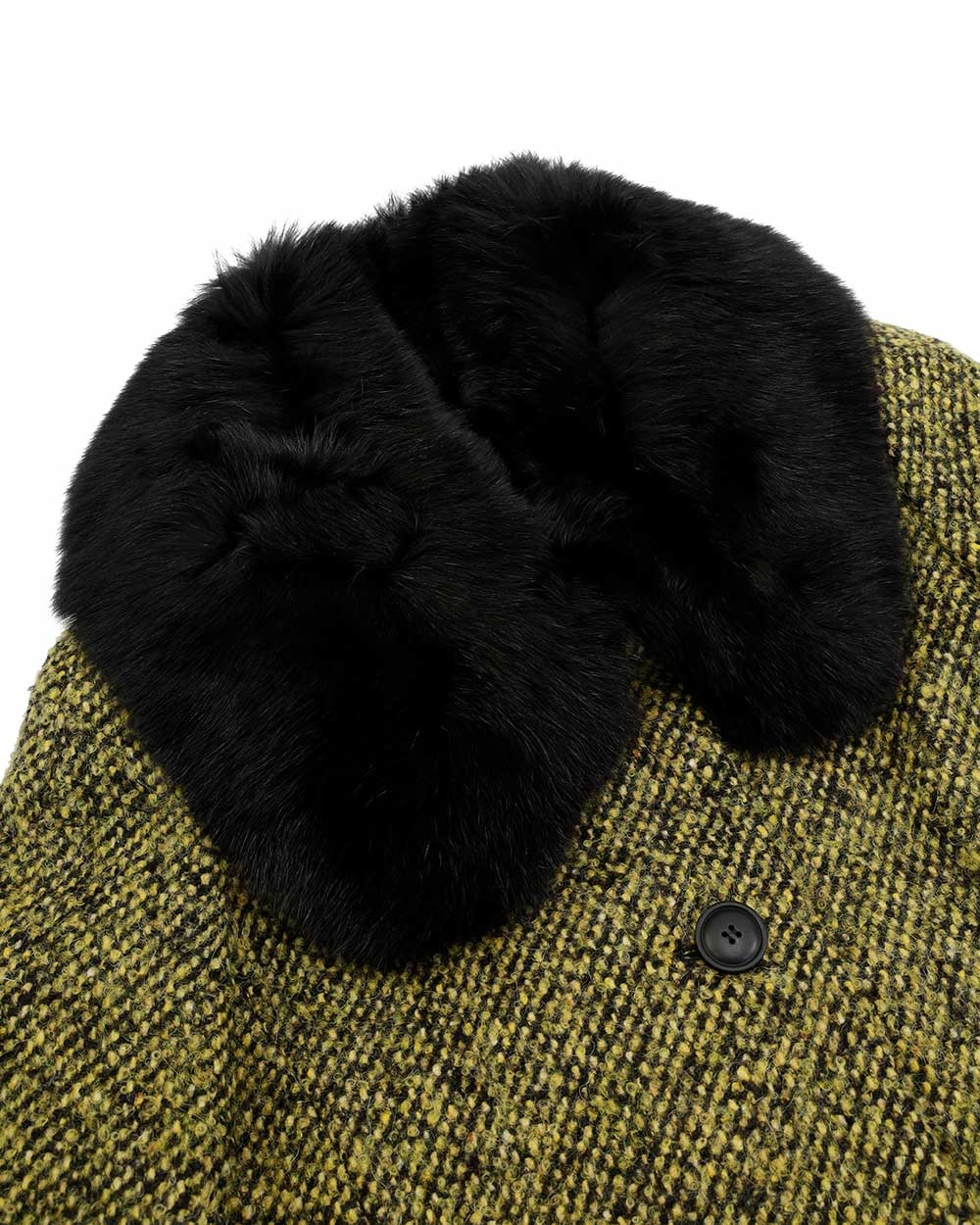 Max Mara Fur Collar Coat In Green