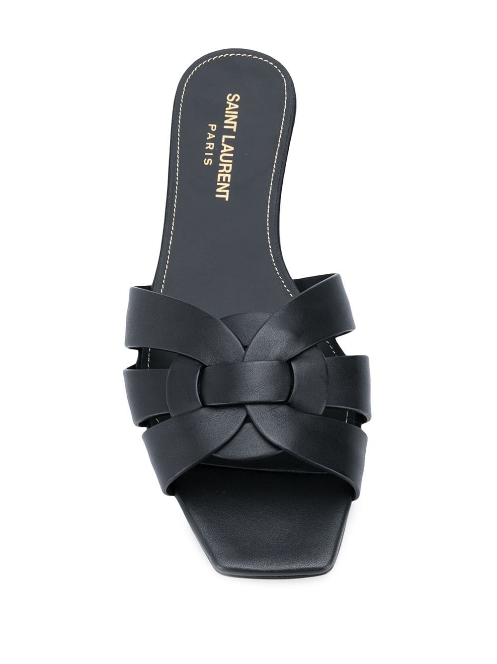 Saint Laurent Tribute 05 Leather Nu Pieds Flat Sandals In Black