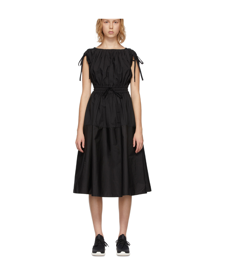 Moncler Drawstring-waist Cotton Dress In Black