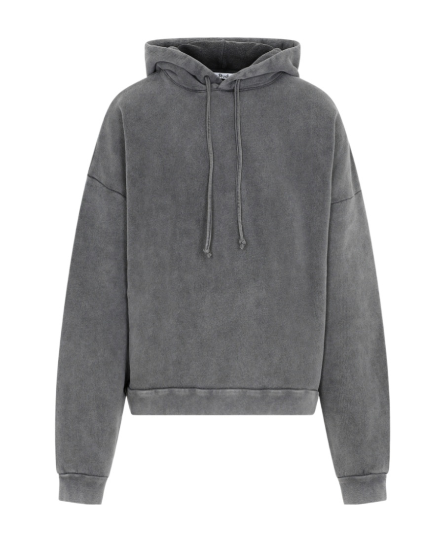 Acne Studios Logo Patch Cotton Hoodie In Gray