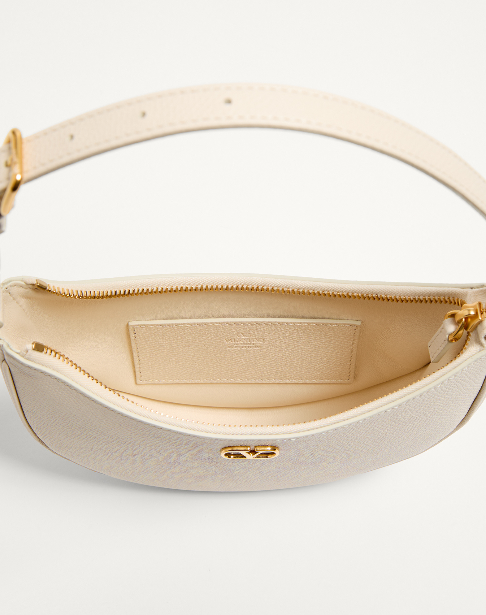 Valentino Vlogo Signature Mini Leather Hobo Bag In Nude
