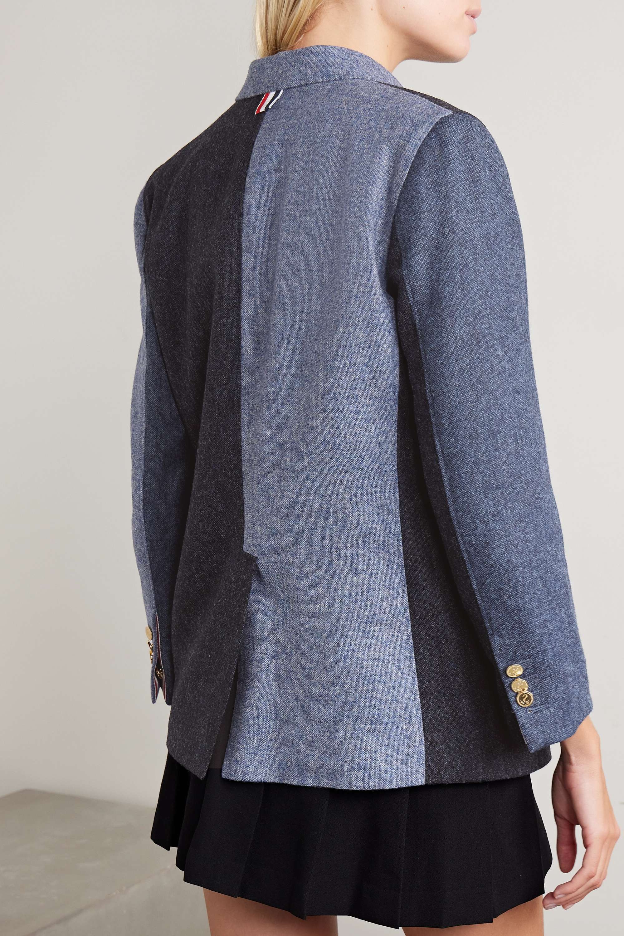 Thom Browne Patchwork Donegal Tweed Blazer In Black