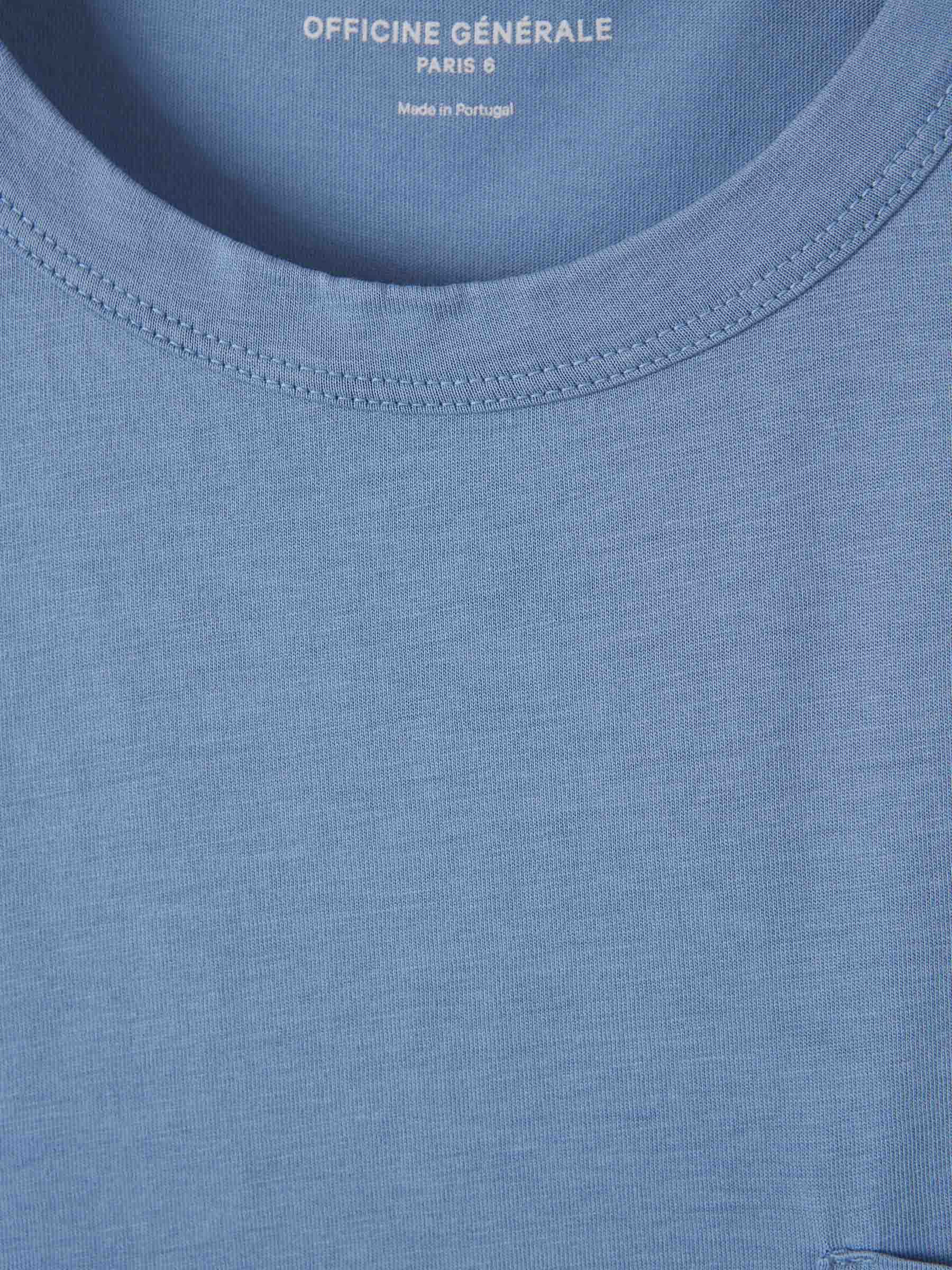 Officine Generale Officine Générale Cotton Pocket T-shirt In Blue
