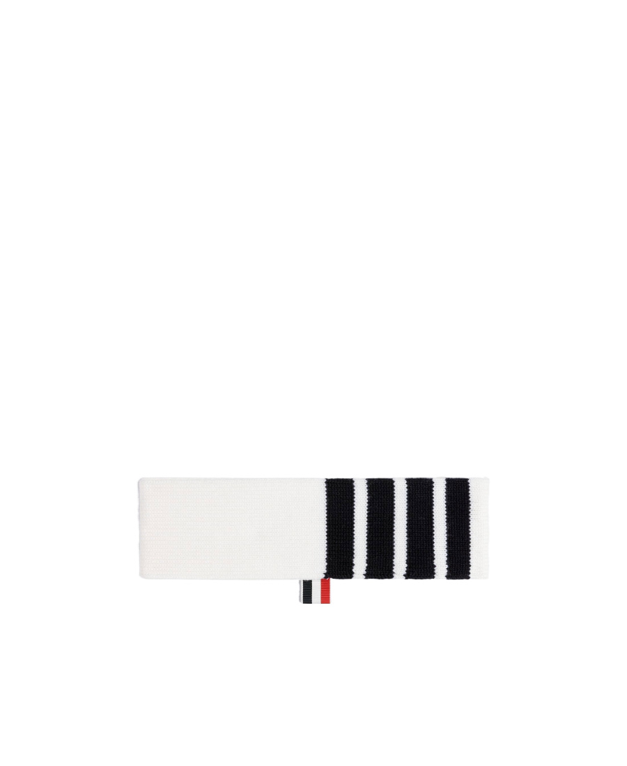 Thom Browne 4-bar Stripe Headband In White
