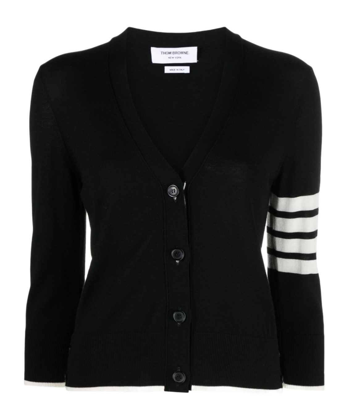 Thom Browne Gingerbread Cookie-intarsia Buttoned Cardigan In Black