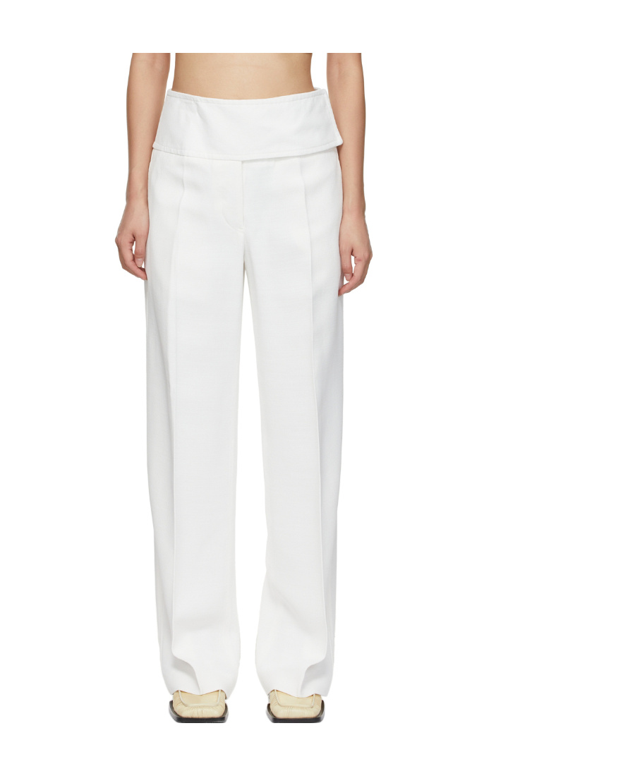 Jil Sander Logo Straight Casual Pants In White