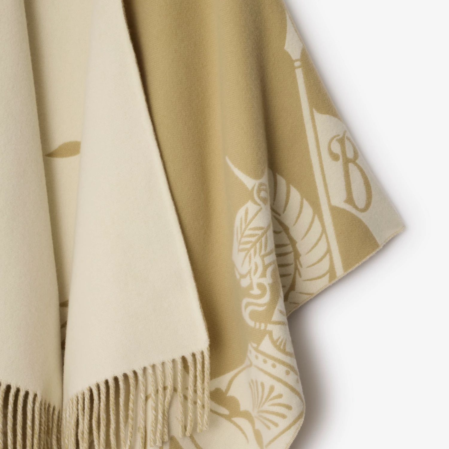 Burberry Ekd Wool Blend Cape In Neutral