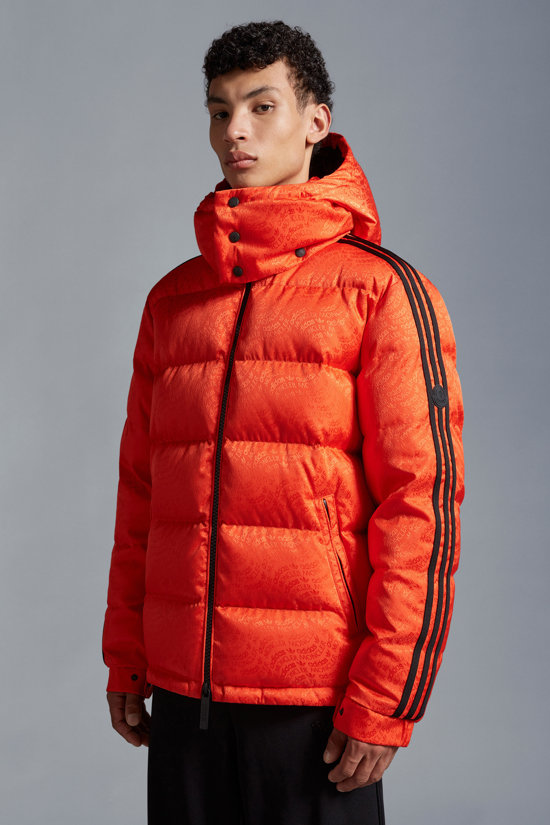 Moncler X Adidas Originals Alpbach Short Down Jacket In Orange