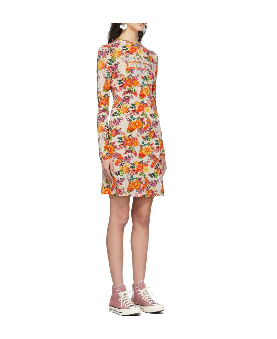 Rabanne Floral Print Dress In Nude