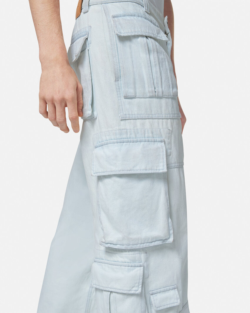 Versace Men's Cargo Jeans In White