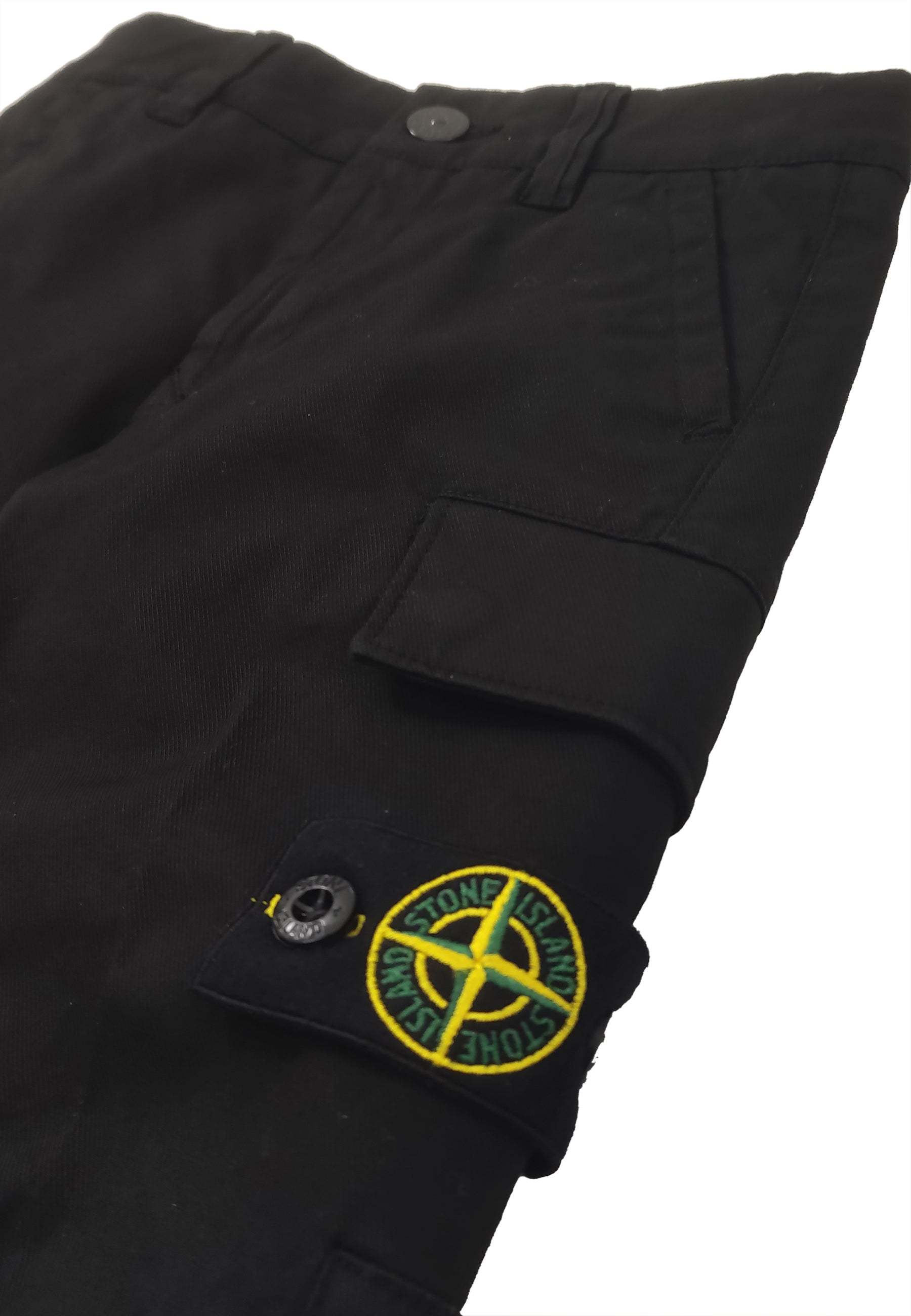 Stone Island Compass-motif Cargo Trousers In Black