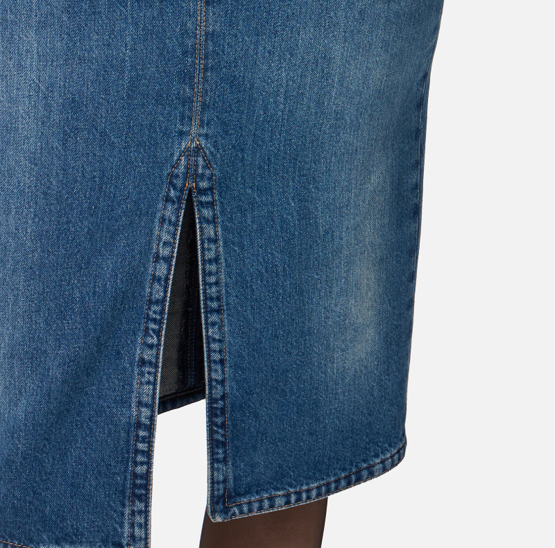 Elisabetta Franchi Denim And Neoprene Skirt In Blue
