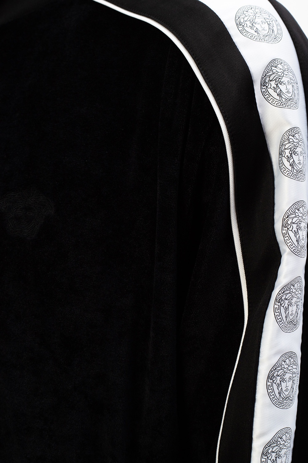 Versace Medusa-stripe Zipped Sweatshirt In Black