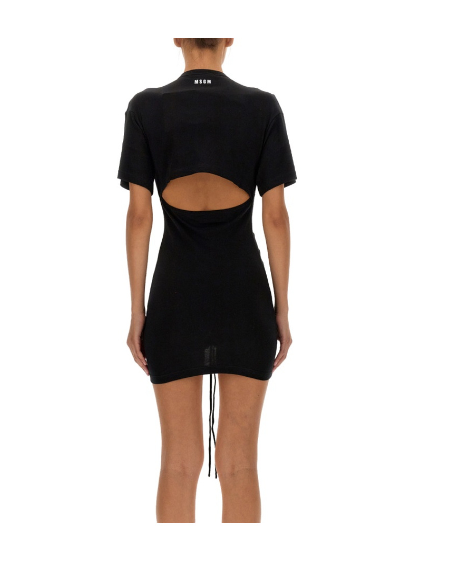 Msgm Black Abito Minidress In Black