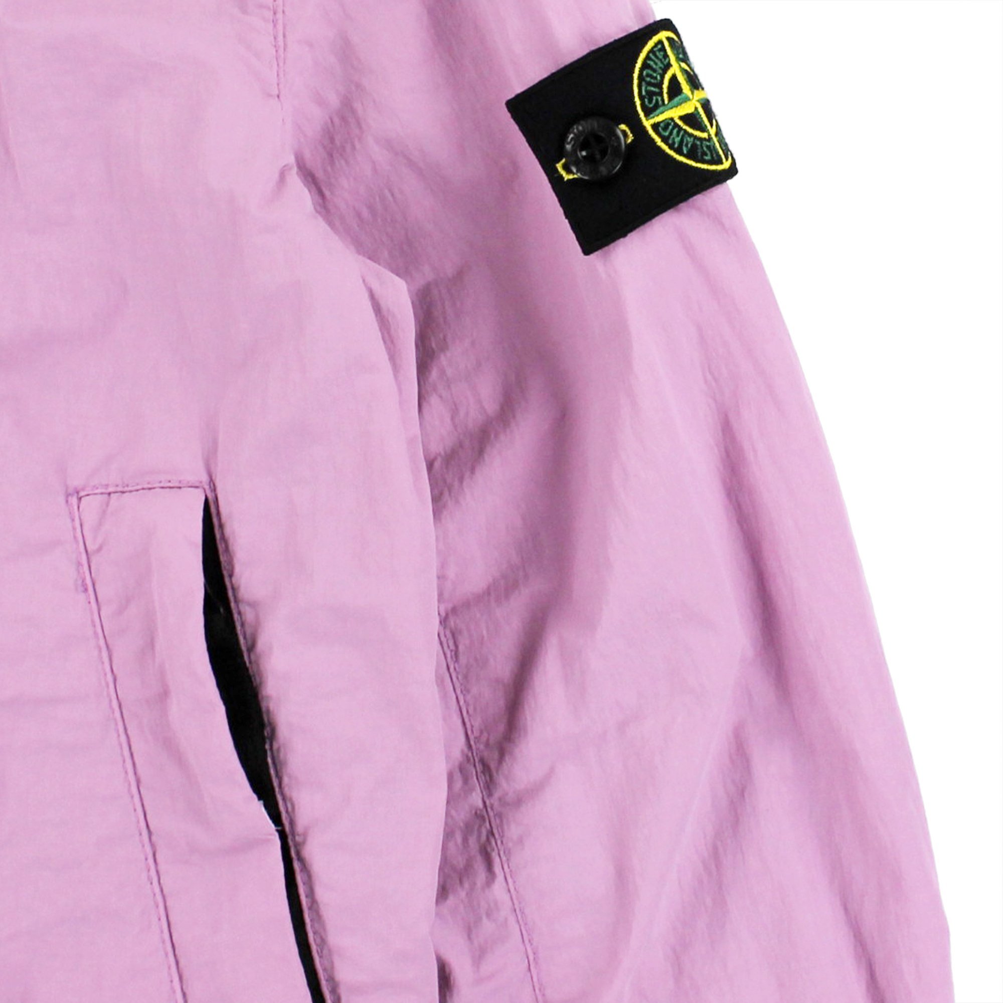 Stone Island Junior Logo Patch Hooded Jacket In Pink