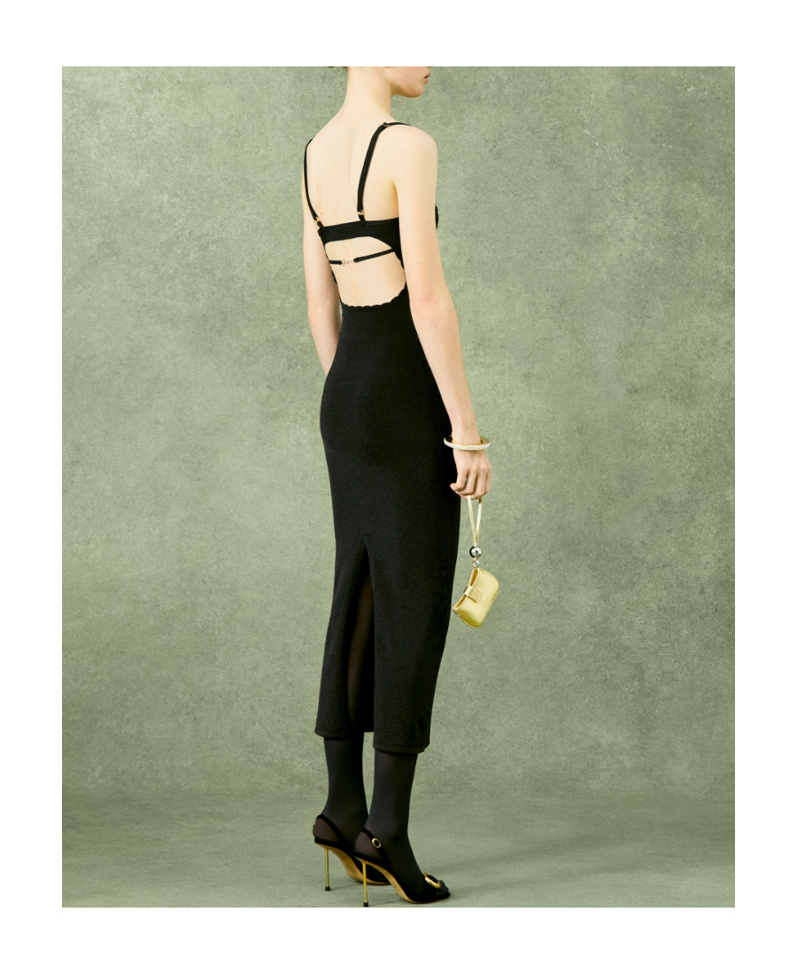 Jacquemus Fiesta Glitter Dress In Black