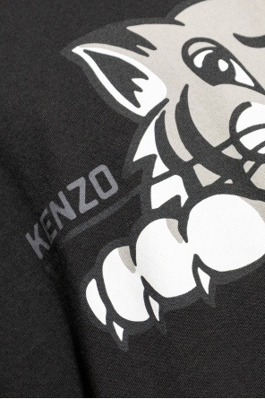 Kenzo Black Oversized T-shirt With Print