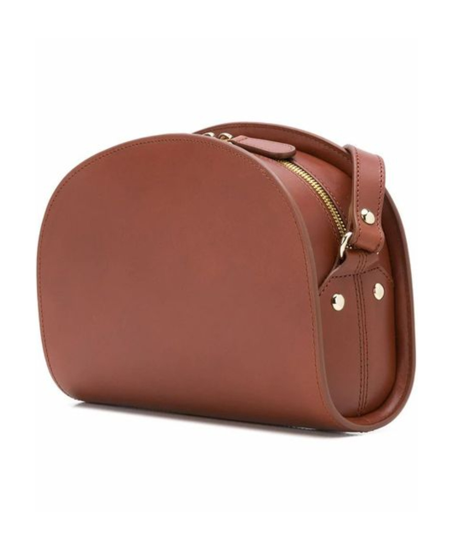 Apc Demi-lune Leather Logo Crossbody With Adjustable Strap In Brown