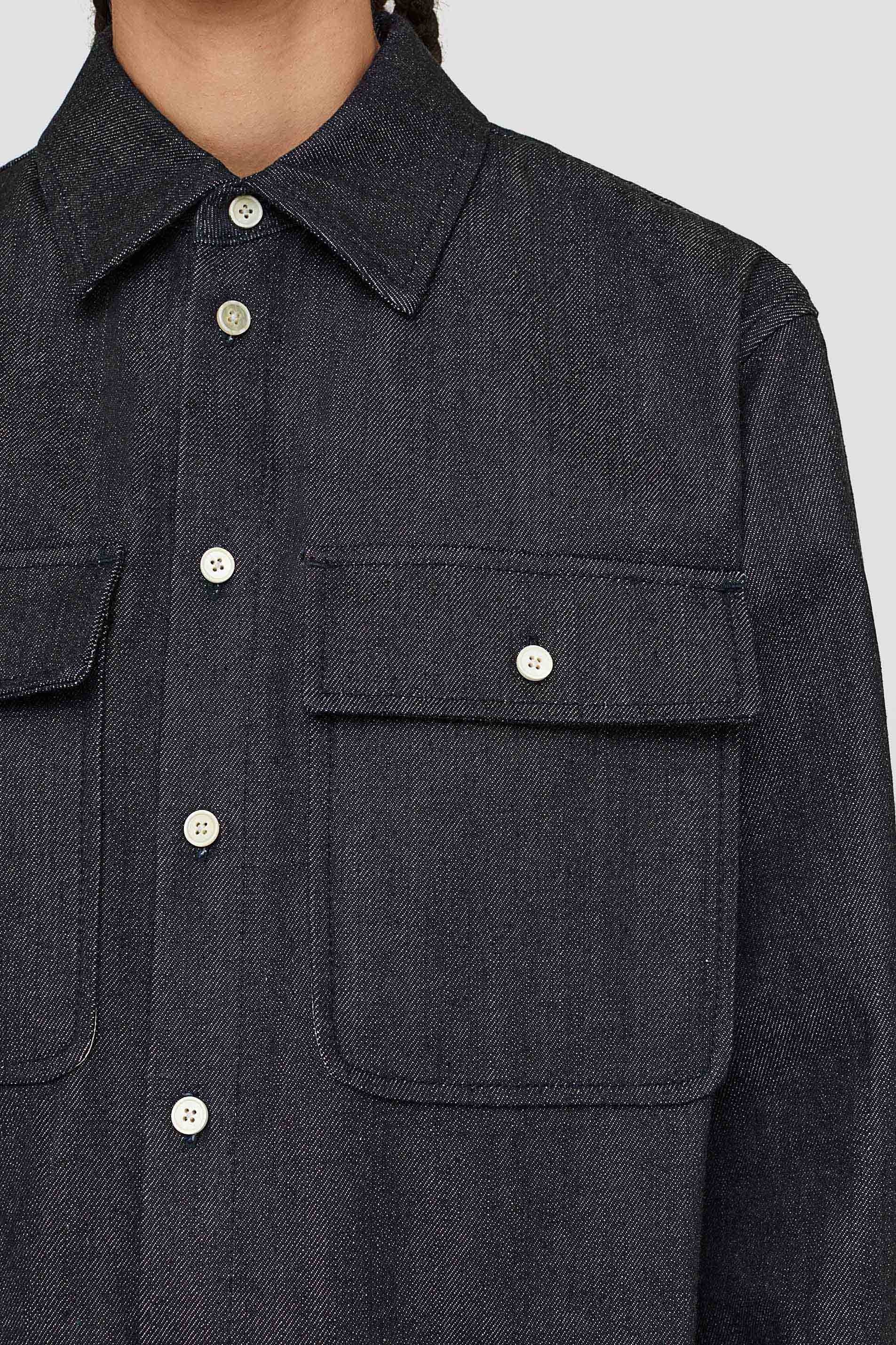 Jil Sander Spread-collar Denim Shirt In Black
