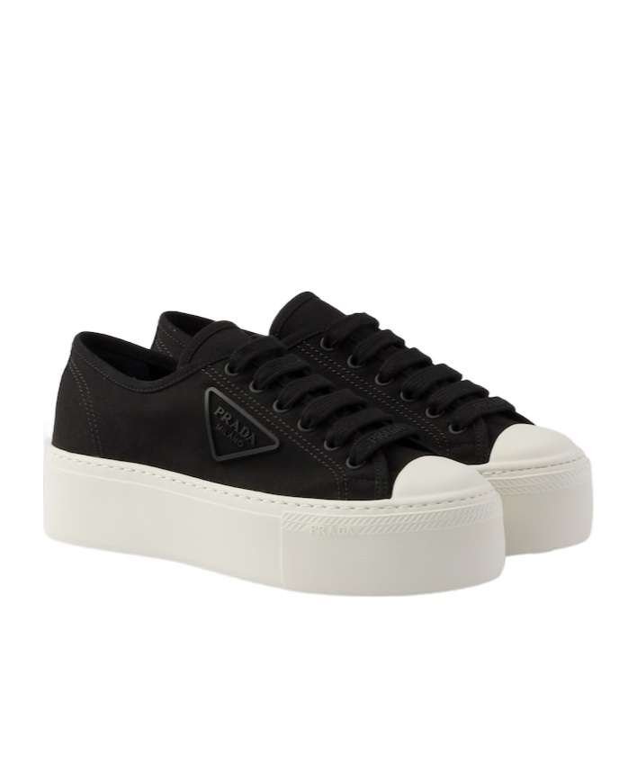 Prada Sneaker Aus Baumwoll-gabardine In Black