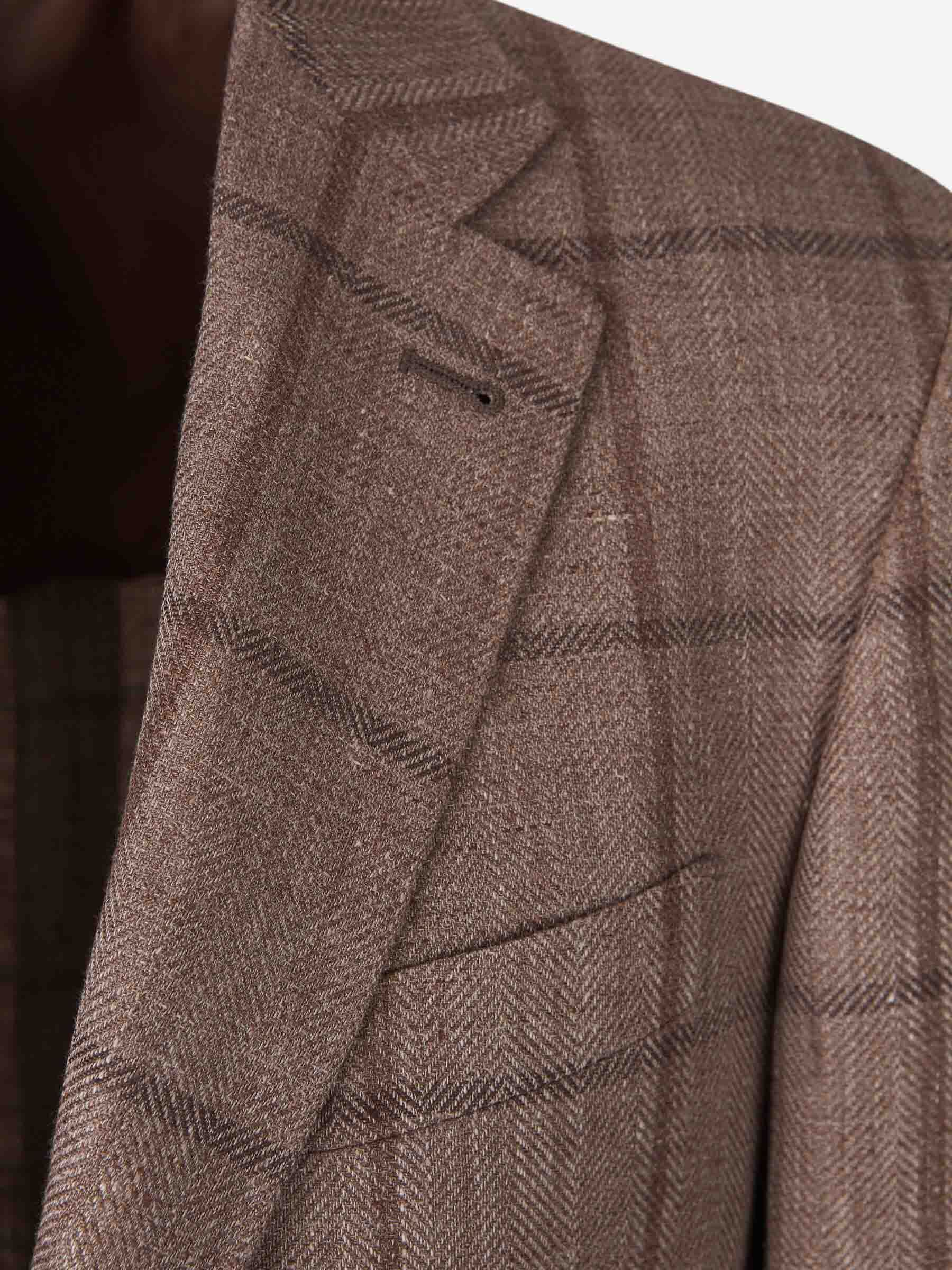 Canali Textured Check Pattern Jacket In Brown
