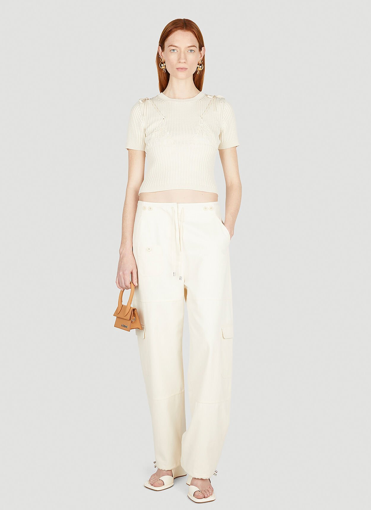 Shop Jacquemus La Maille Bikini Cropped Top In White