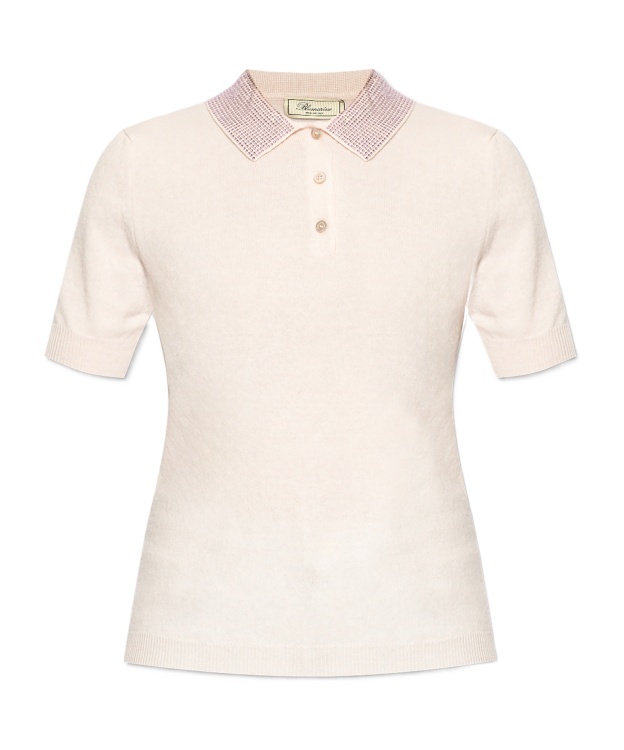 Blumarine Rhinestone-embelished Polo Shirt In White