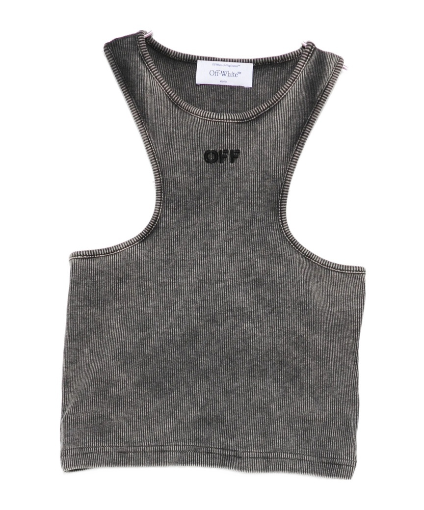 Off-white Logo-embroidered Crop Top In Black