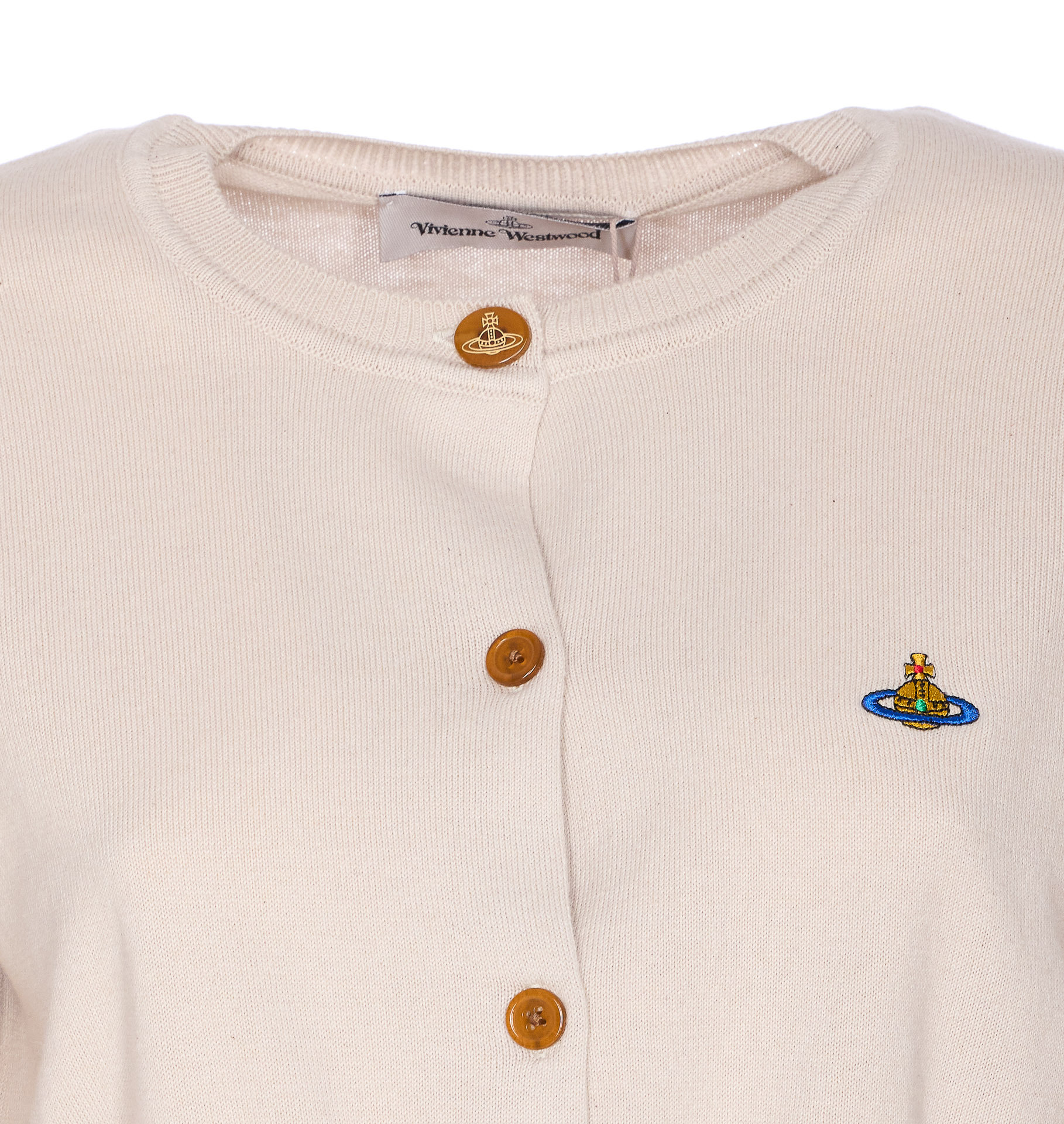 Vivienne Westwood Off-white Bea Cropped Cardigan In Pink