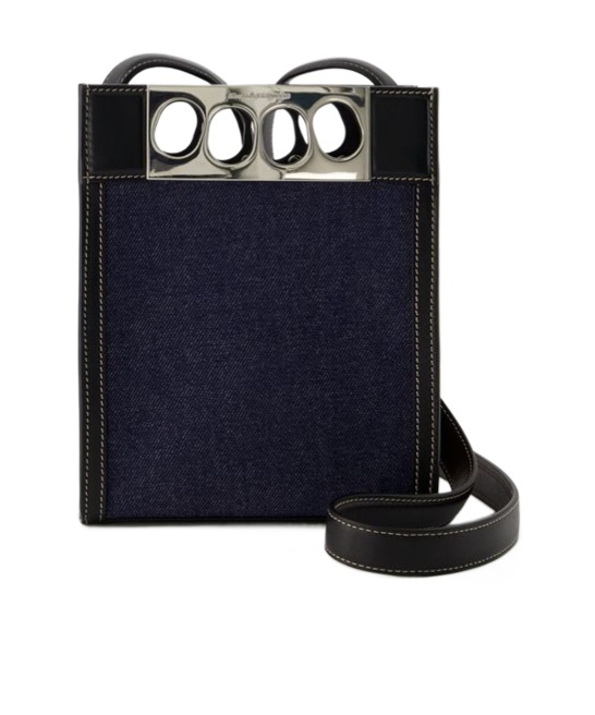 ALEXANDER MCQUEEN THE GRIP DENIM SHOULDER BAG