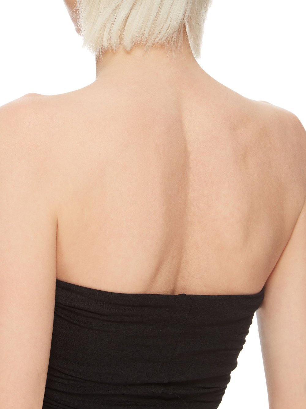 Rick Owens Prong Cutout Coated Denim Bustier Dress In Black