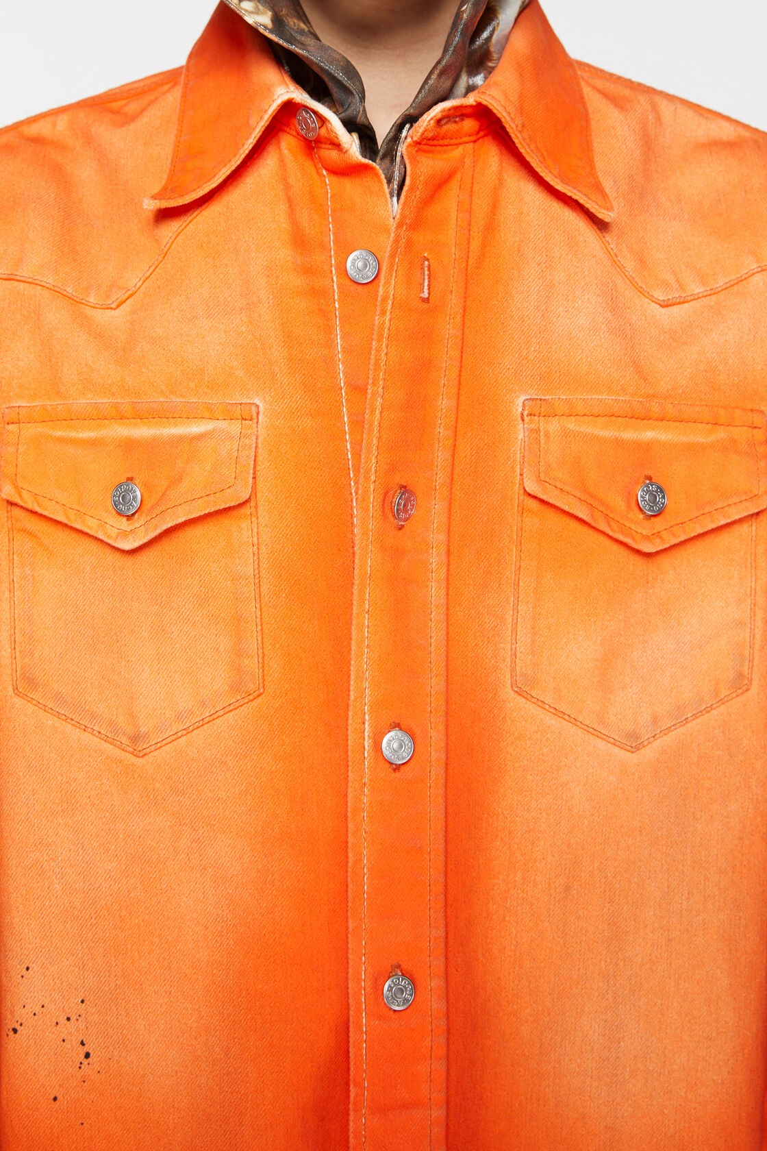 Acne Studios Worn-out Denim Shirt In Orange
