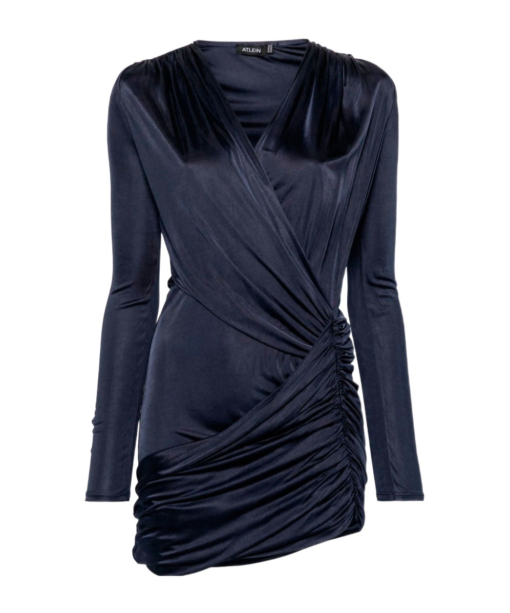 Atlein Asymmetric Mini Dress In Black