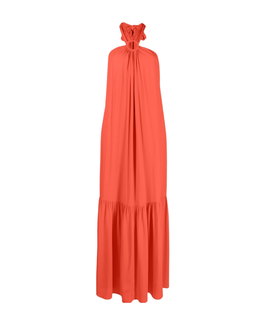 Erika Cavallini Silk Blend Long Dress In Orange