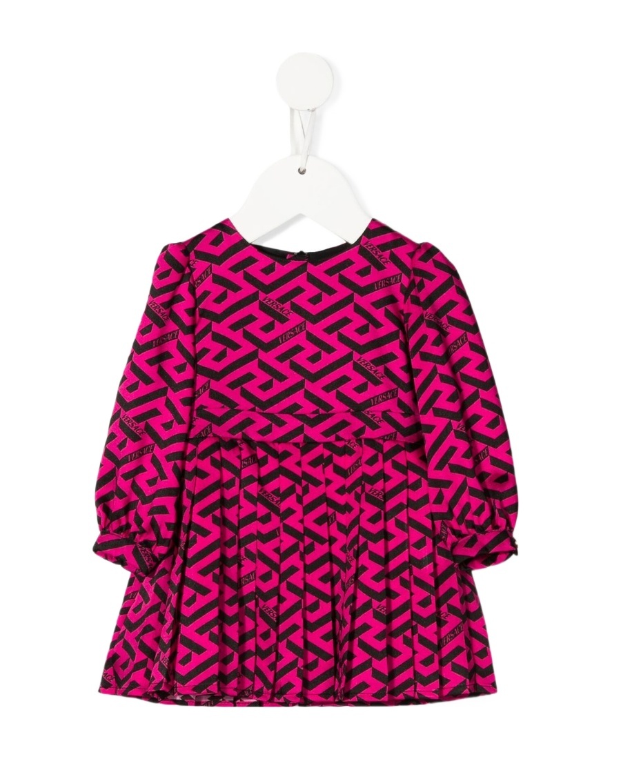 Versace All-over Monogram-pattern Print Dress In Pink