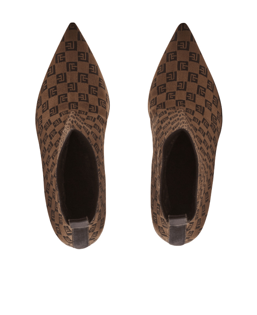 Balmain Skye Monogram Knit Stiletto Booties In Green
