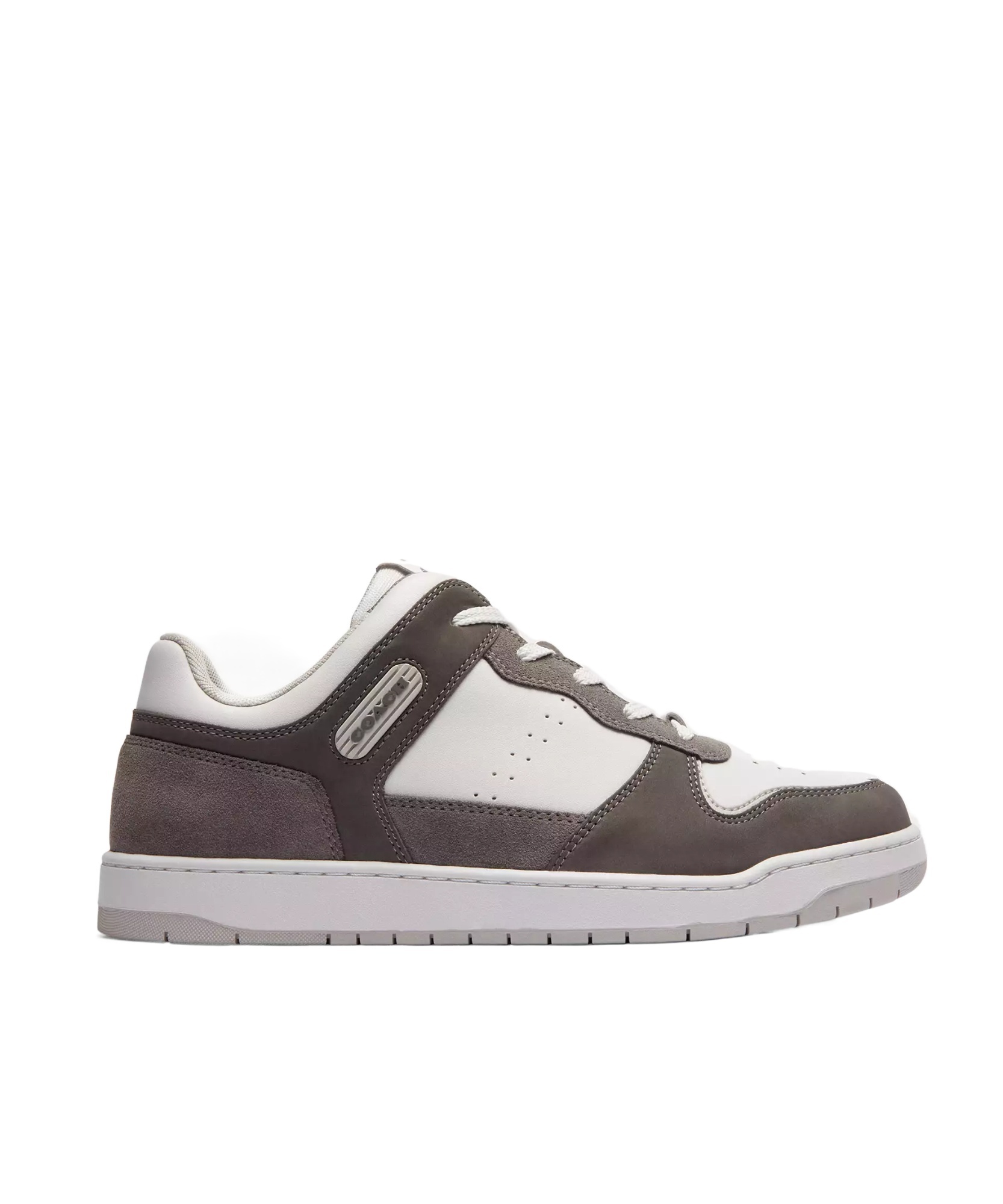 Shop Coach Leather Sneakers In Gray