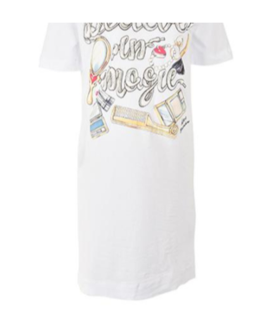 Moschino Cartoon Letter Pattern Dress In White