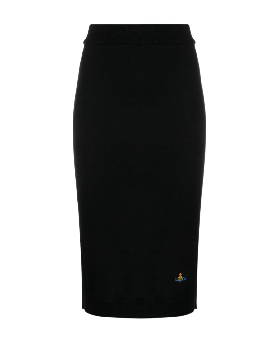 Vivienne Westwood Bea Orb-embroidered Knitted Skirt In Black