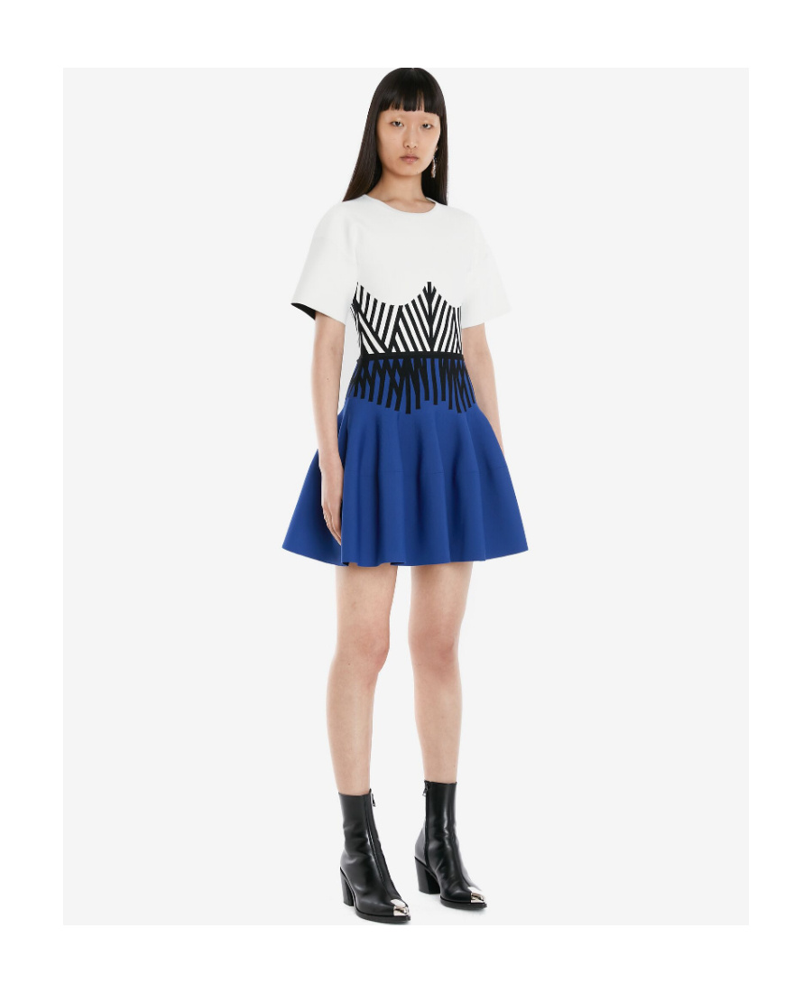 Alexander Mcqueen A Girdle Mini Dress In Blue
