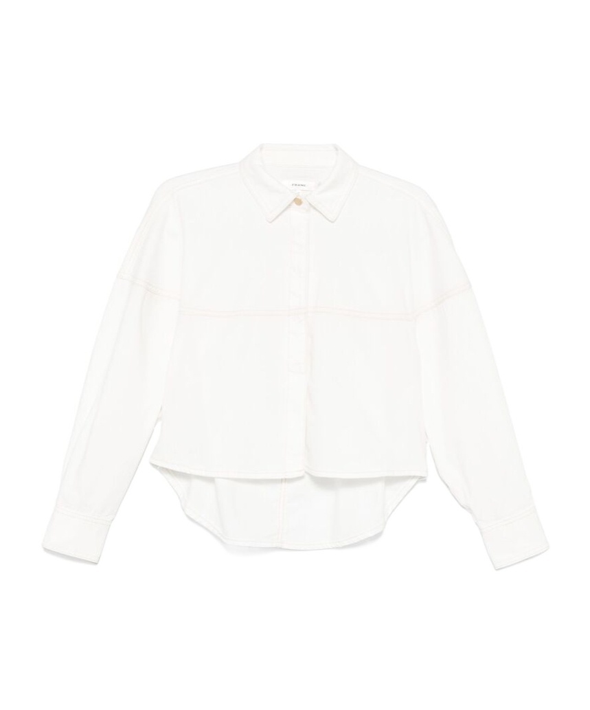 Frame Long-sleeved Coat Shirt In White